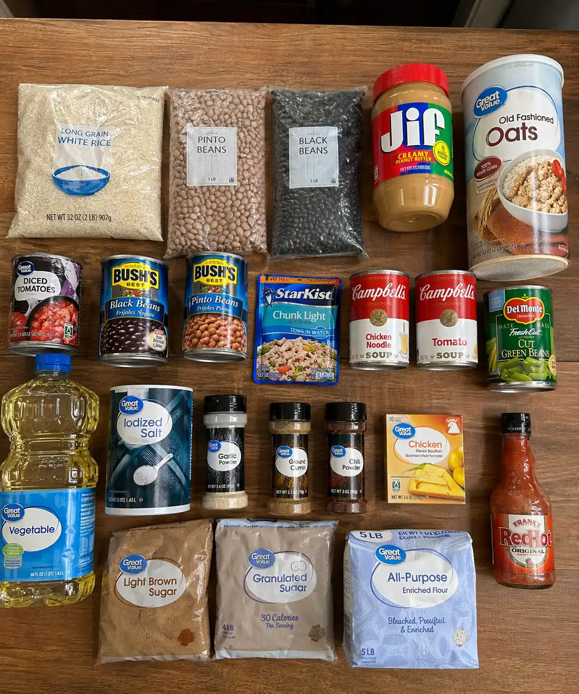 50-dollar-budget-pantry-grocery-haul-flatlay